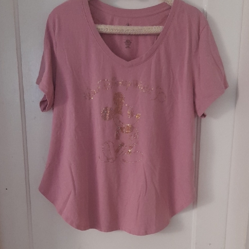 Official Walt Disney World 50th Anniversary Pink Mickey Rhinestone T-shirt 1x